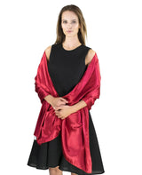 Elegant satin evening dress in red and black