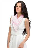 Woman wearing white dress and pink scarf - Elegant Solid Satin Large Square Scarf