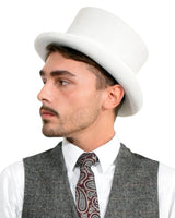 English Men’s Formal Wool Felt Top Hat white vest and hat outfit