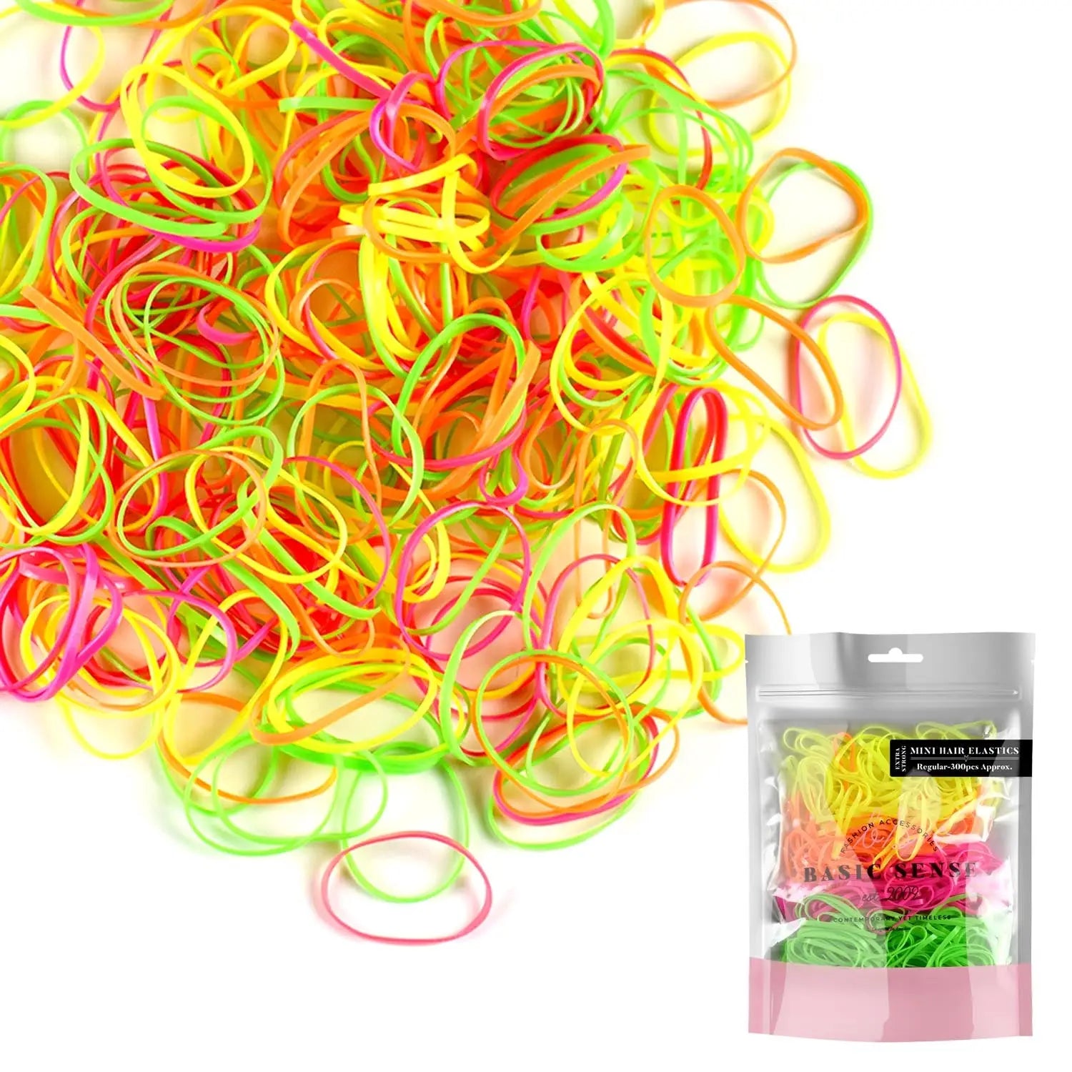 Colorful rubber bands for versatile hair styling options - Extra Strong Mini Rubber Bands.