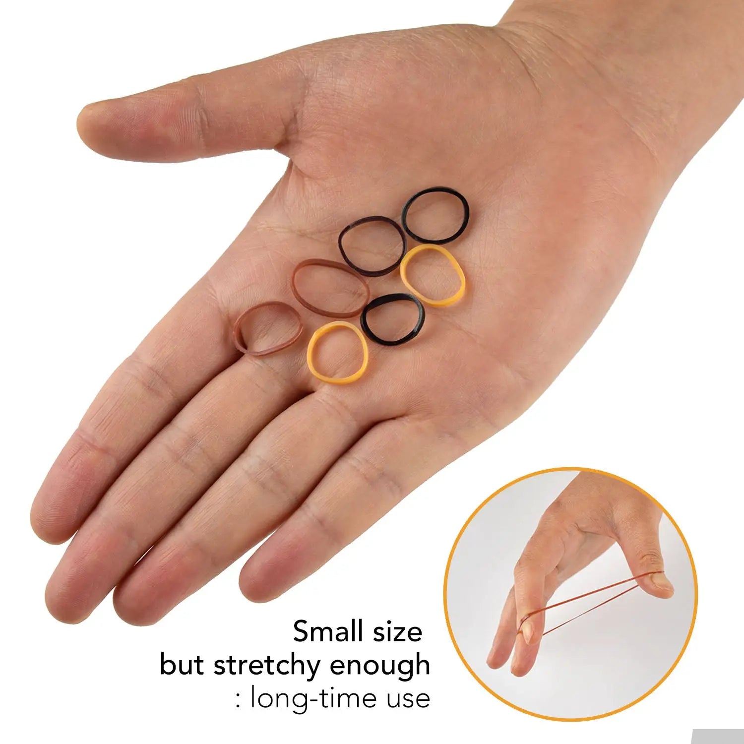 Extra Strong Mini Rubber Bands on Hand with Rings