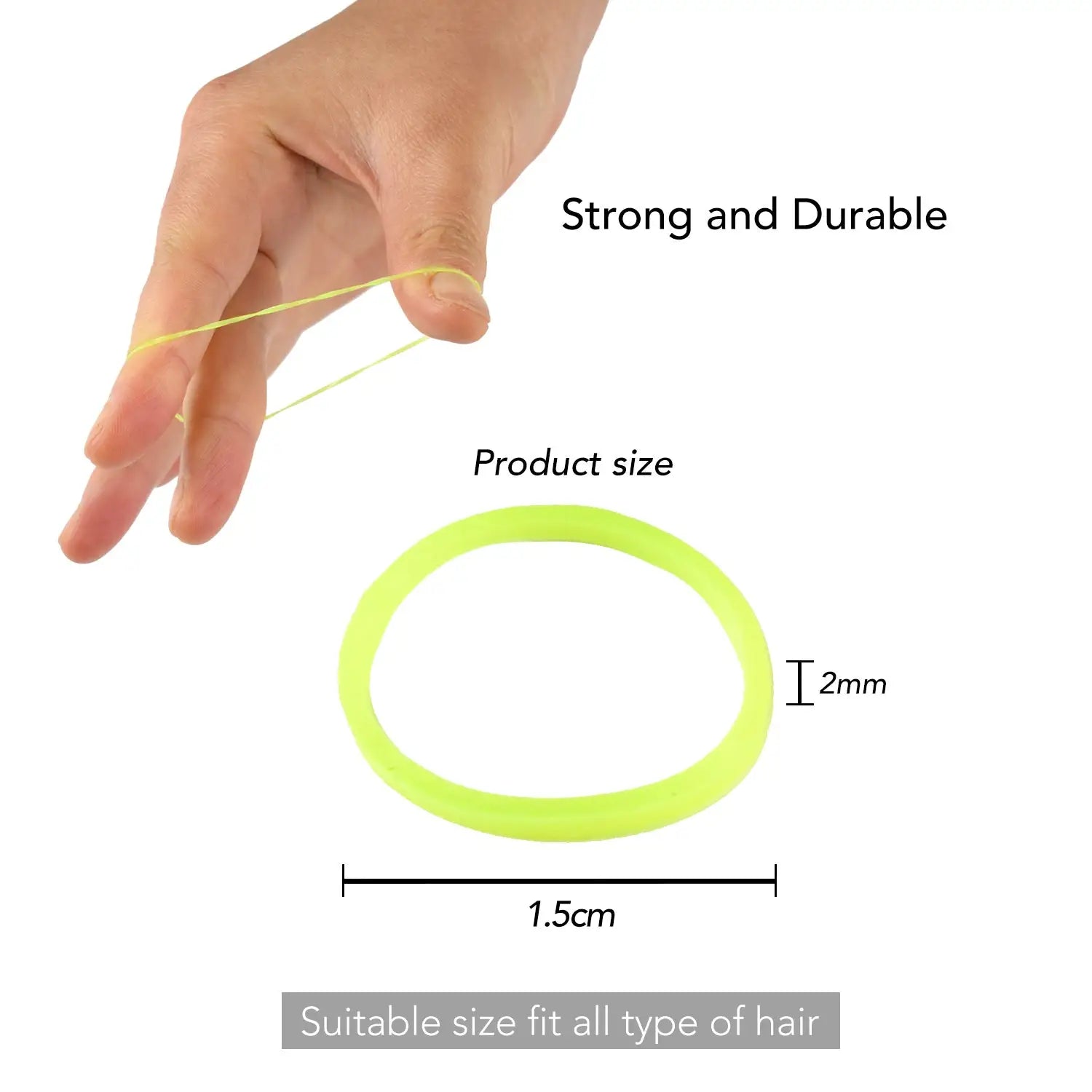 Extra Strong Mini Rubber Bands - Versatile Hair Styling Options: Yellow plastic ring held by hand