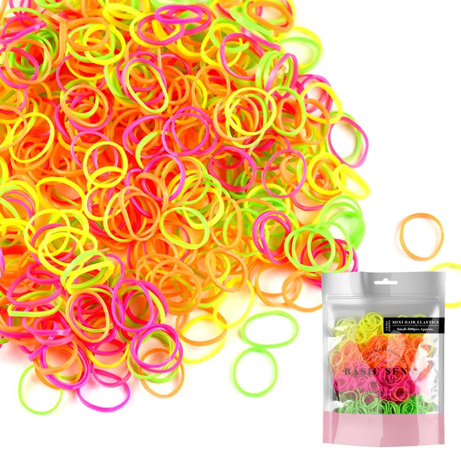 Colorful extra strong mini rubber bands for versatile hair styling options.