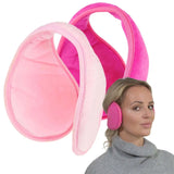Extra Wide Winter Ear Muffs in Pink Fleece - 2PCS Set for Women