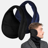 Man wearing black neck warmer - Extra Wide Winter Ear Muffs for Men & Women.