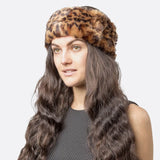 Faux Fur Leopard Print Headband for Winter & Autumn.