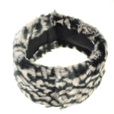 Faux fur leopard print headband for winter and autumn