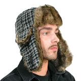 Stylish man wearing Faux Fur Lined Thermal Winter Trapper Hat