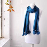 Faux Fur Pom Pom Pashmina Winter Scarf - Blue scarf on mannequin