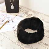 Faux Fur Collar Ear Warmer Headband on Table