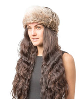 Faux fur textured headband for winter & autumn, woman wearing fur hat