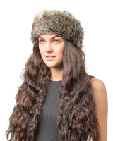 Faux fur textured headband for winter & autumn - woman wearing fur hat
