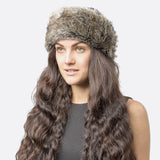 Faux fur textured headband - woman wearing fur hat