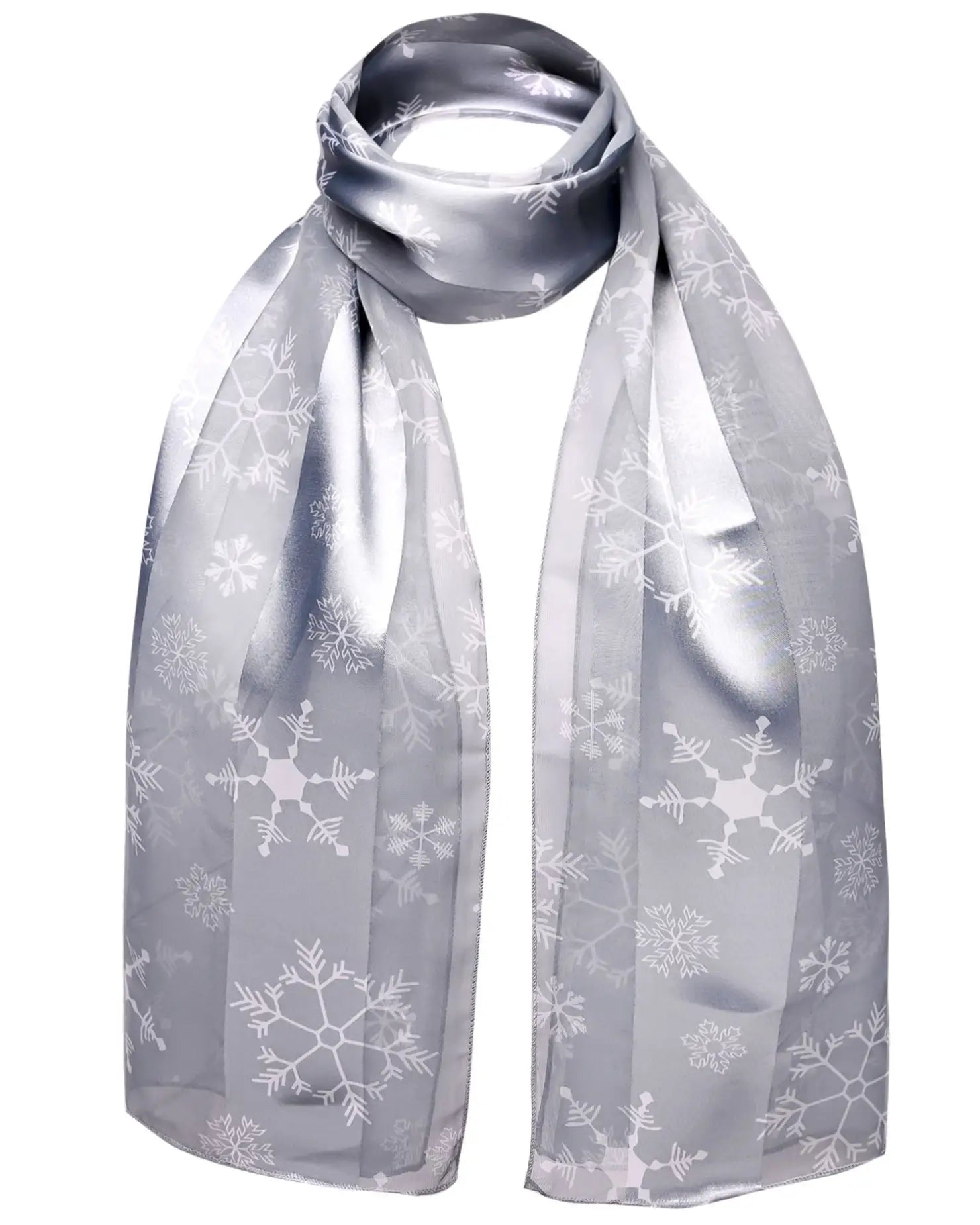 Festive snowflake satin stripe Christmas scarf with snowflakes