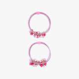 Pink beaded metallic elastic bracelet with heart charm