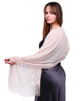 Stylish white lace tassel shawl for all occasions.