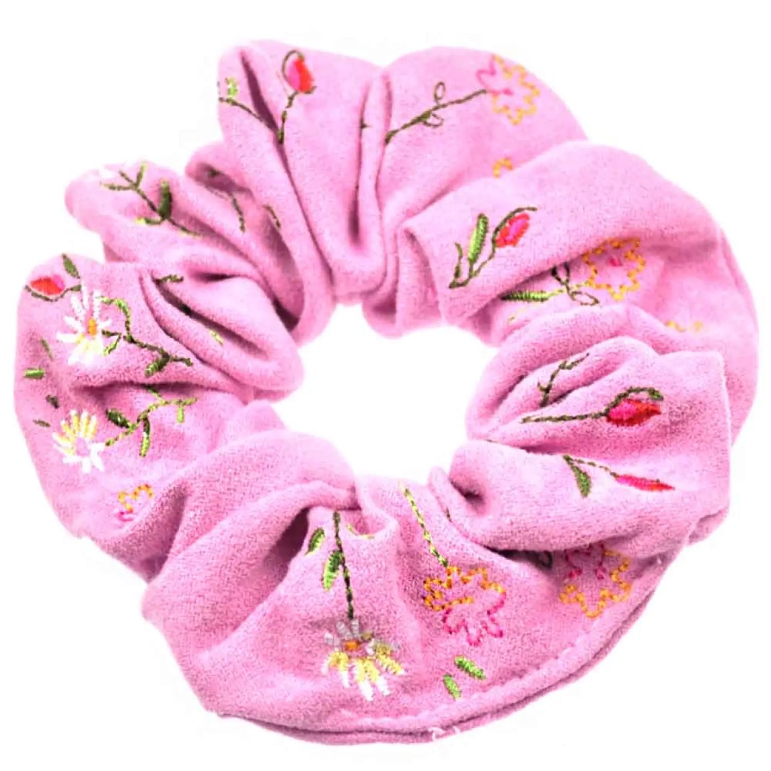 Floral Patterned Chamois Soft Hair Scrunchie