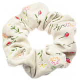 White floral print hair scrunchie by Basic Sense