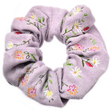 Lavender floral patterned hair scrunchie by Basic Sense