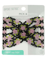 Pink and green flower hair clip from Flower Beads Hair Magic Comb Clip.