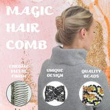 Woman wearing gray sweater adorned with hair combs by Flower Beads Hair Double Slide Metal Magic Comb Clip.
