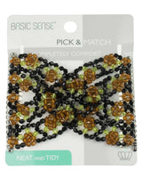 Package of black and green beads on Flower Beads Hair Double Slide Metal Magic Comb Clip.
