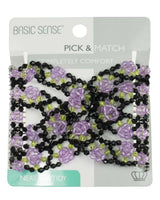 Purple and green flower beaded bracelet on Magic Comb Clip.