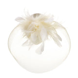 Elegant White Feather Fascinator with Flower Mesh Accents