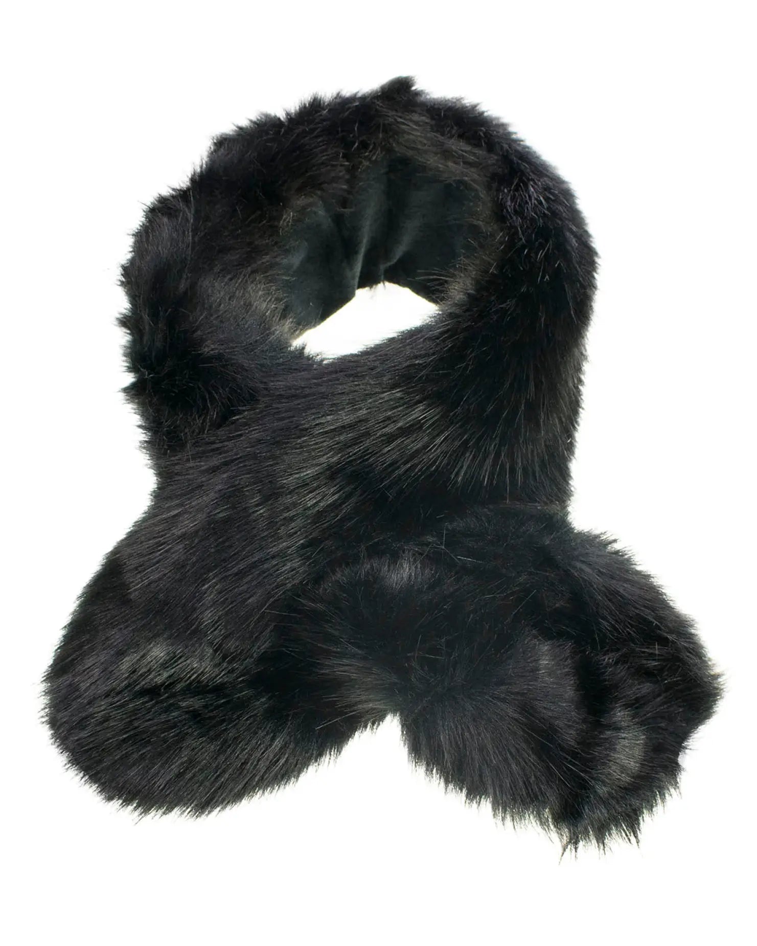 Luxe faux fur scarf on white background