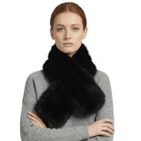 Fluffy Faux Fur Collar Tippet Wrap Scarf with Suede Lining - Black - Warm Scarves