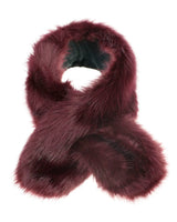 Burgundy faux fur scarf with black leather handle from Fluffy Faux Fur Collar Tippet Wrap Scarf with Suede Lining