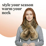 Fluffy Faux Fur Collar Tippet Wrap Scarf with Suede Lining - Warm Scarves