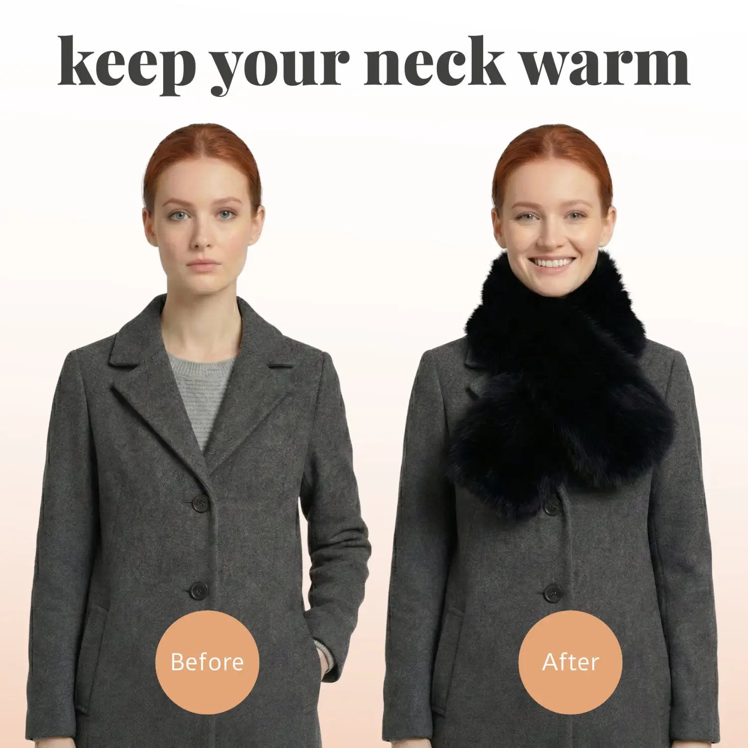 Fluffy Faux Fur Collar Tippet Wrap Scarf with Suede Lining - Warm Scarves