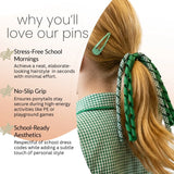 Gingham and Plain Spiral Streamer Elastic Hair Pin Set - Hair Accessory Set