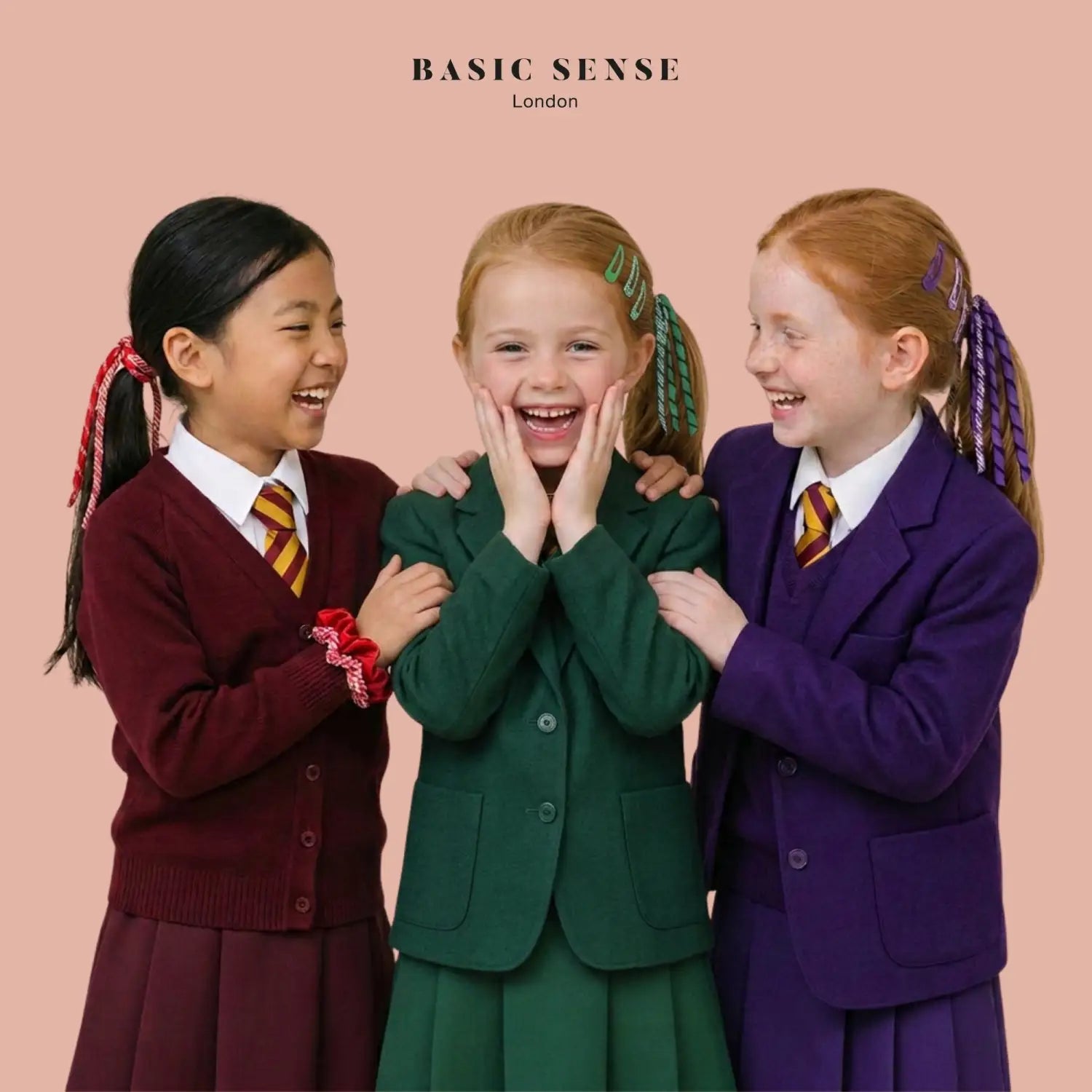 Gingham and Plain Spiral Streamer Elastic Hair Pin Set - Hair Accessory Set