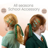 Gingham and Plain Spiral Streamer Elastic Hair Pin Set - Hair Accessory Set