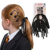 Gingham and Plain Spiral Streamer Elastic Hair Pin Set - Black - Hair Accessory Set