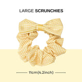 Girls Gingham Check School Hair Accessories Set: Scrunchy with Bow