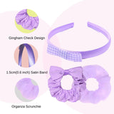 Girls Gingham Check Headband with Bow from Hair Accessories Set