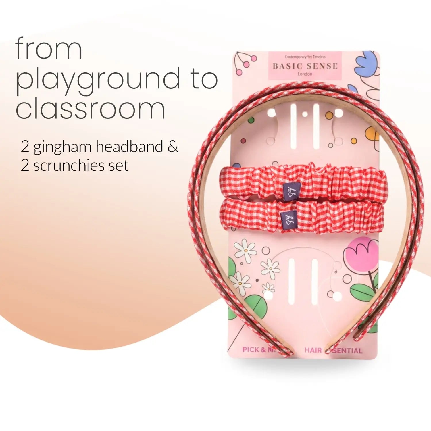 Girls Gingham Headband & Scrunchie School Hair Accessories - Headbands