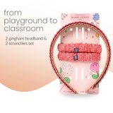 Girls Gingham Headband & Scrunchie School Hair Accessories - Headbands