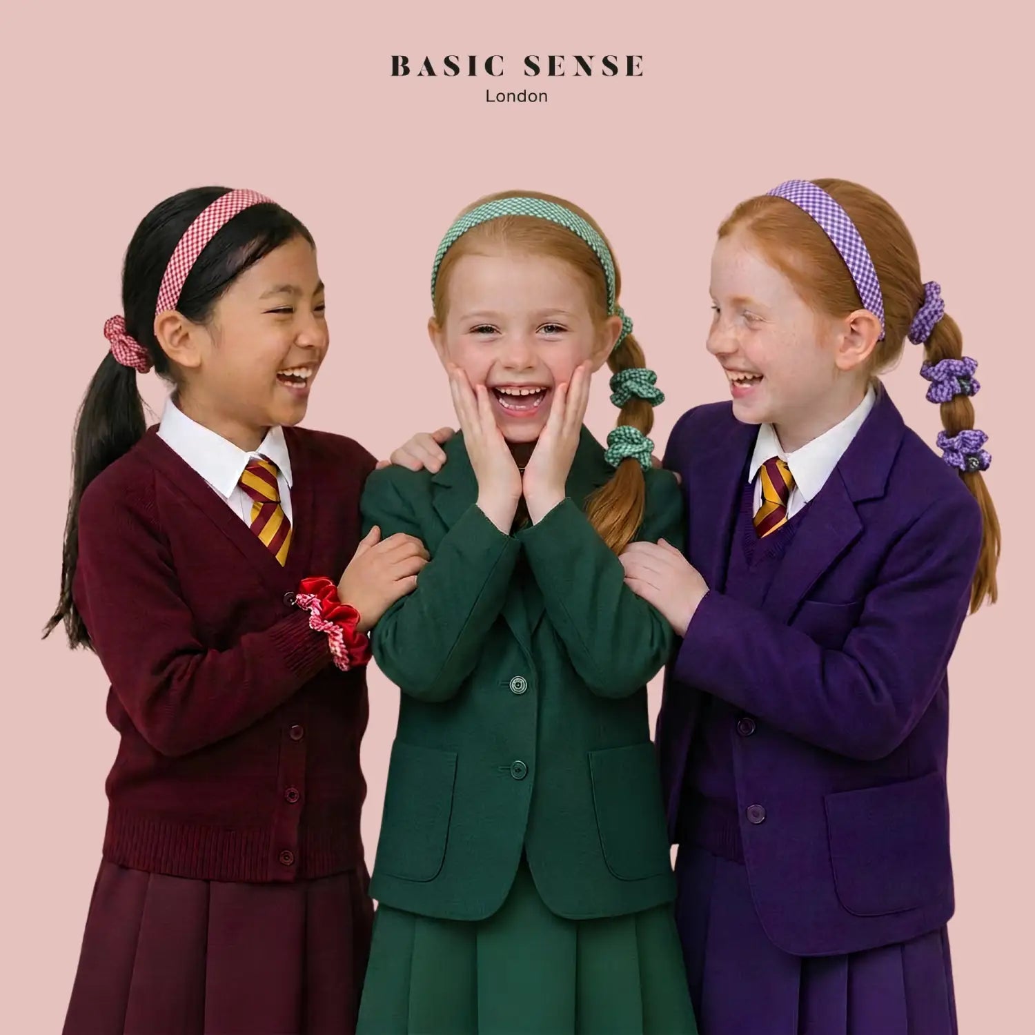 Girls Gingham Headband & Scrunchie School Hair Accessories - Headbands
