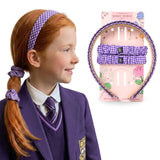 Girls Gingham Headband & Scrunchie School Hair Accessories - Purple - Headbands