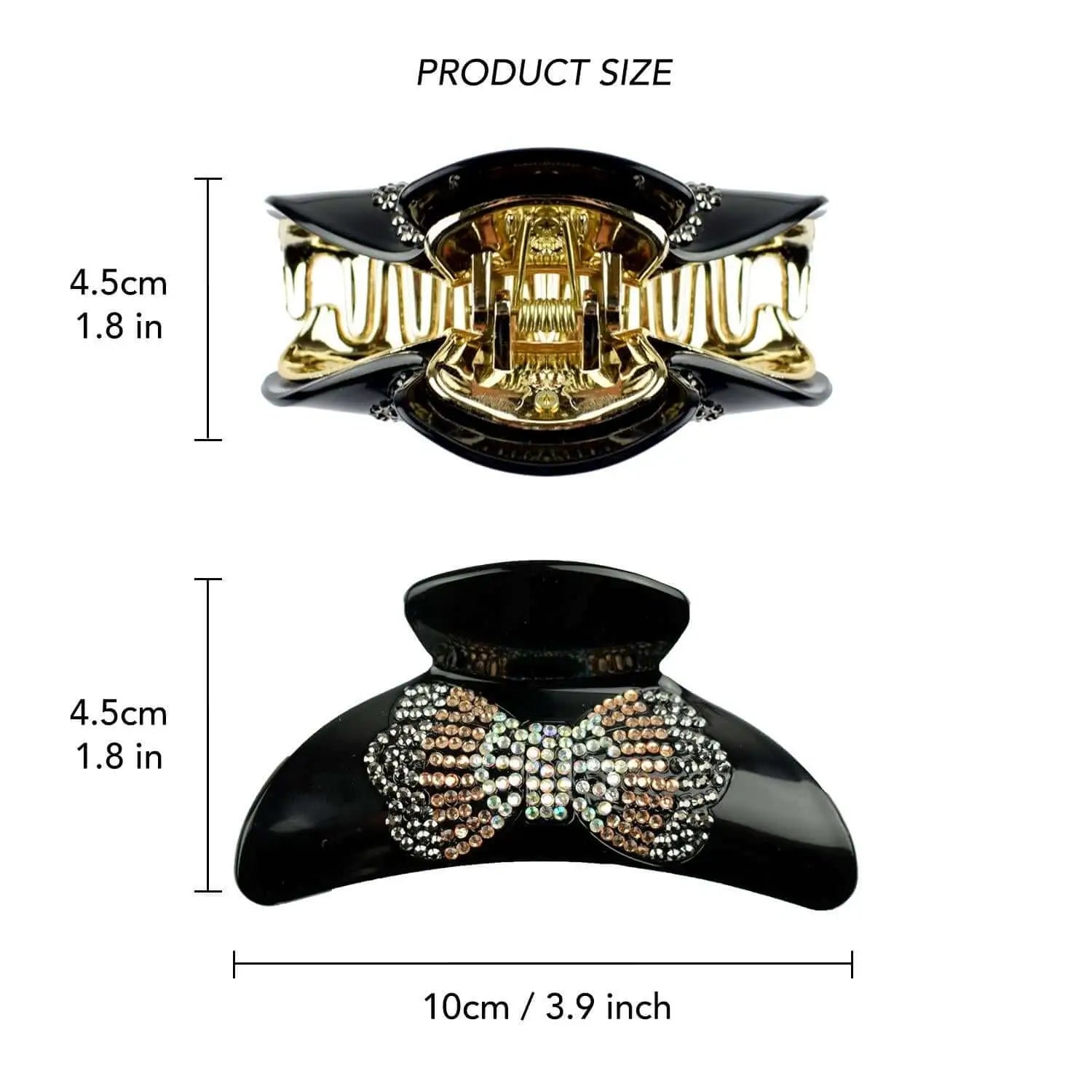 Black and gold rhinestone butterfly ring with bow - Glamorous Rhinestone Butterfly Hair Clamps