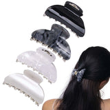 Glitter and Marble Pattern Hair Claw Set - Woman Combing Hair