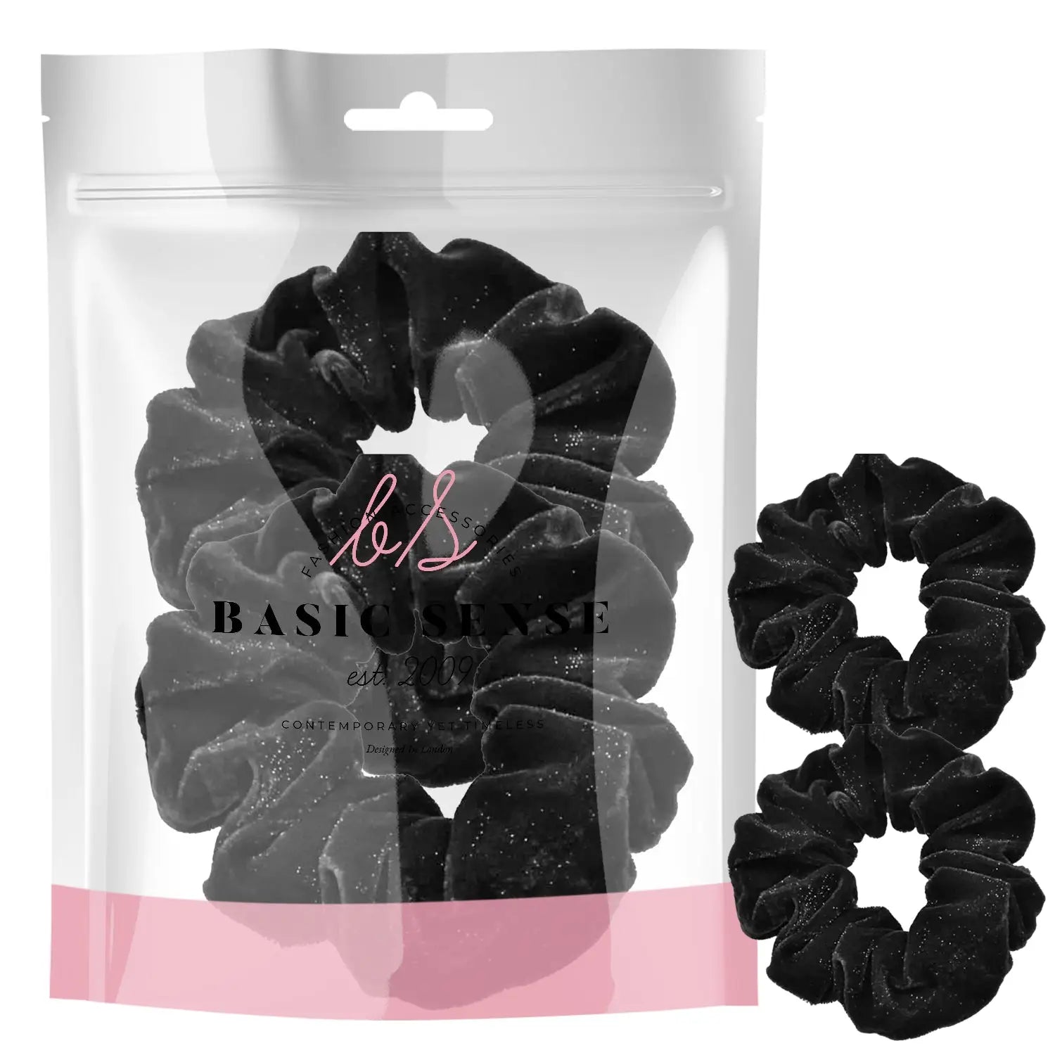 Black velvet hair scrunchies: Glitter velvet hair accessory set for girls