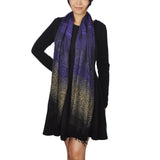 Glittery two-tone ombre tasselled scarf shawl on woman