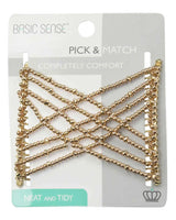 Gold chain bracelet displayed in card for Glossy Beaded Design Hair Accessory Magic Comb.
