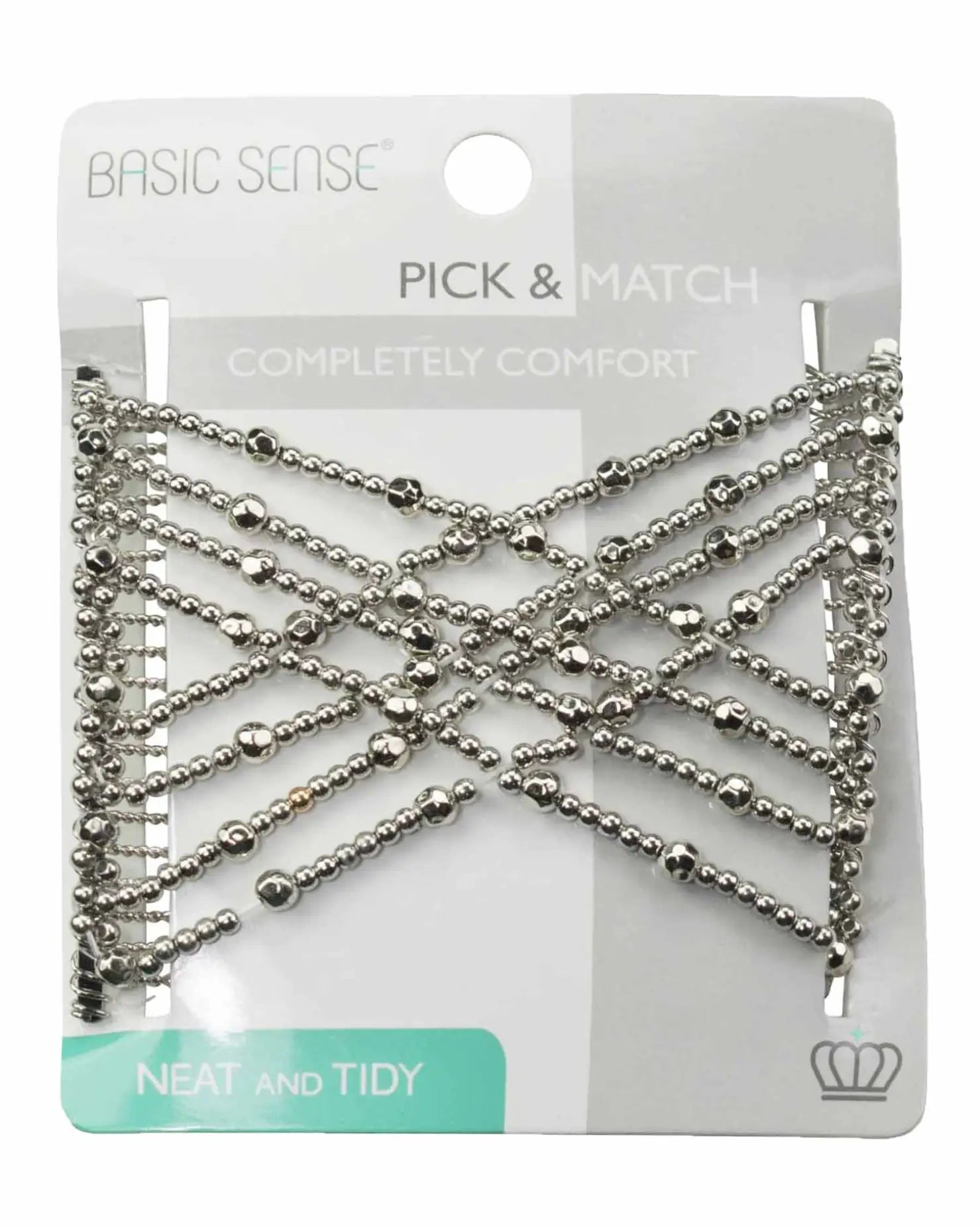 Metal chain displayed in white packaging for Glossy Beaded Design Hair Accessory Magic Comb.