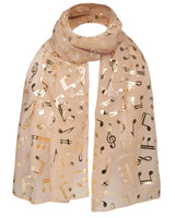 Gold foil music note chiffon scarf